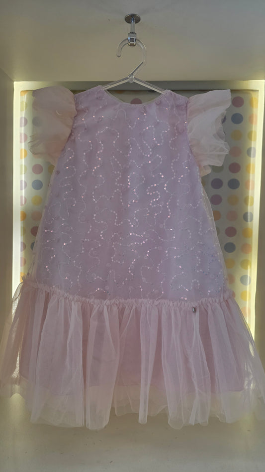 Vestido Infantil Rosa Paetê Petit Cherie