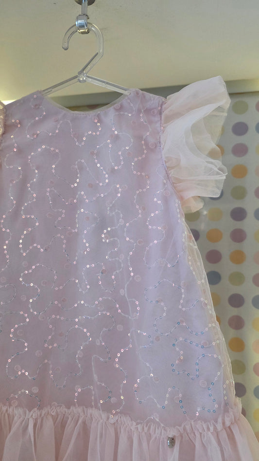 Vestido Infantil Rosa Paetê Petit Cherie