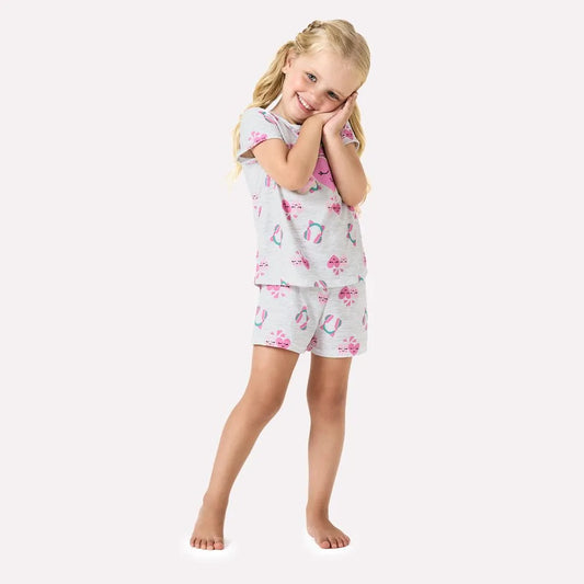 Pijama Infantil Menina Cinza Corações
