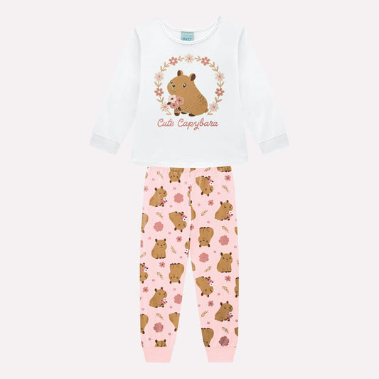 Pijama Infantil Rosa Capivara Buá