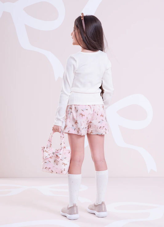 Short Infantil Rosa Cavalinhos Pituchinhus