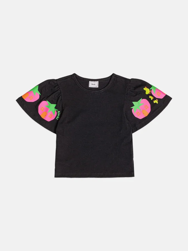 Blusa Infantil Preta Flores Buá