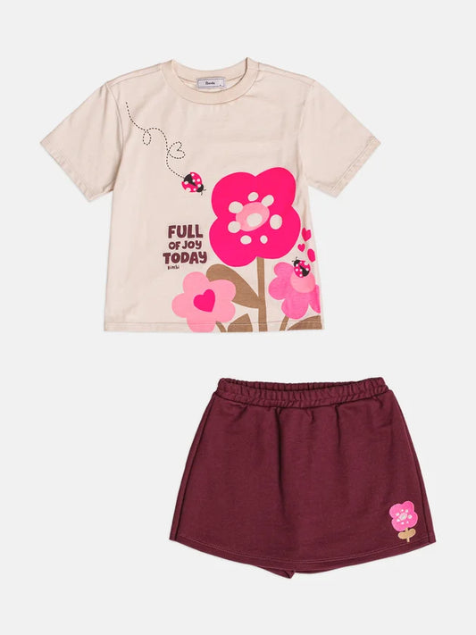 Conjunto Infantil Bordô Flores Bimbi