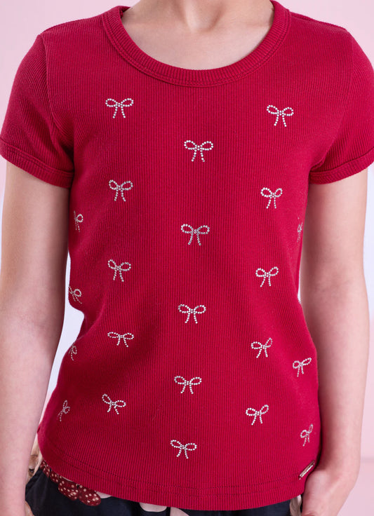 Blusa Infantil Lacinhos Strass Pituchinhus