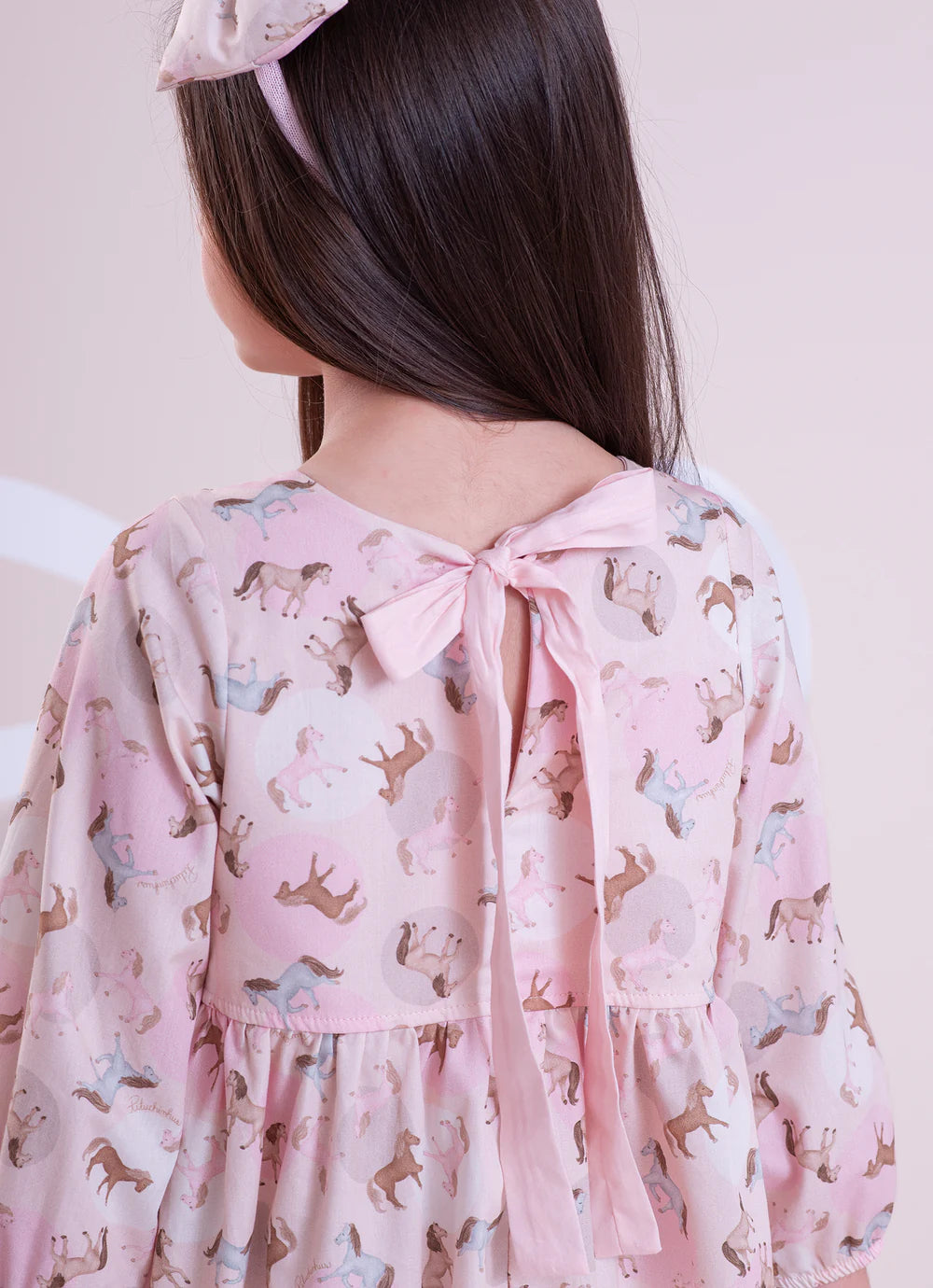Vestido Infantil Rosa Cavalinhos Pituchinhus