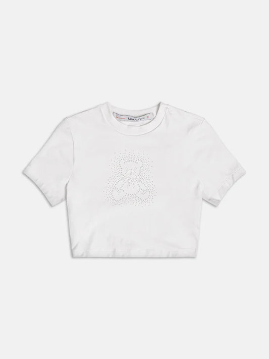 Blusa Baby Tee Off Urso Strass Authoria