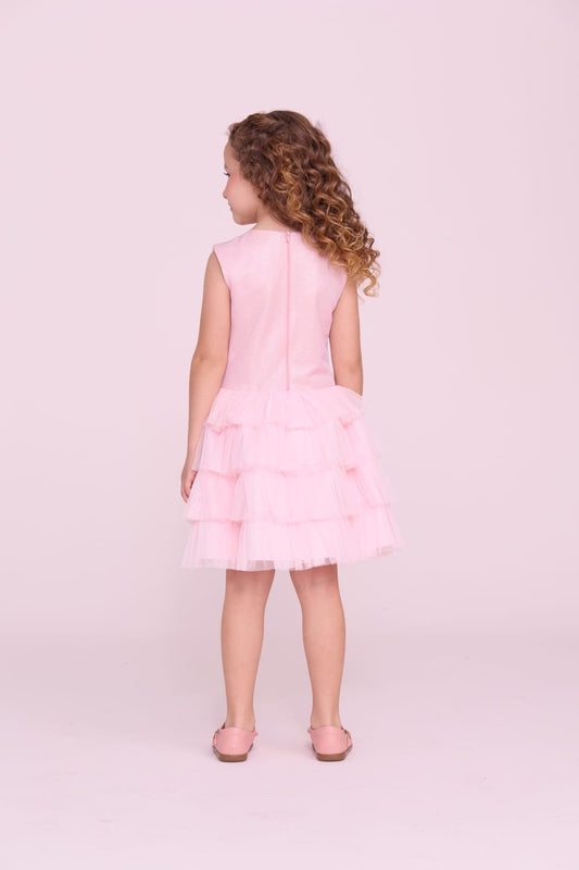 Vestido Infantil Rosa Brilho Buá