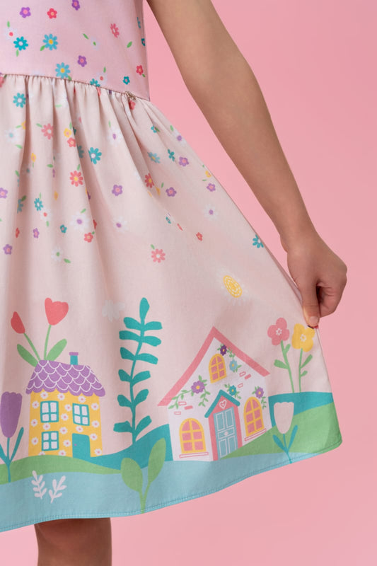 Vestido Infantil Rosa Lúdico Buá