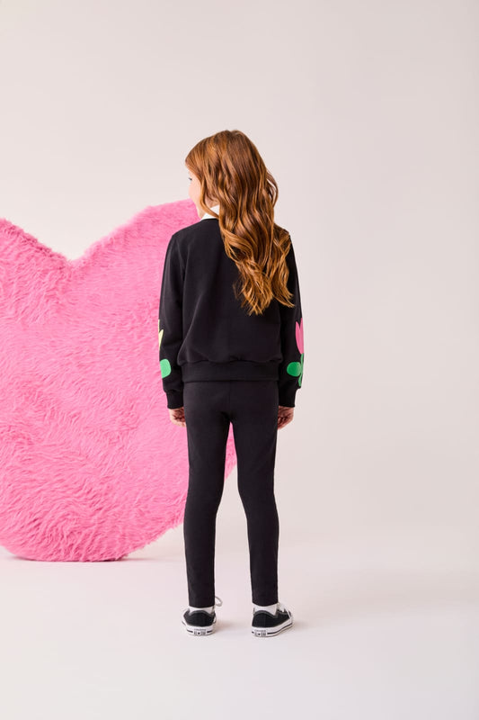 Conjunto Infantil Preto Flores ML Buá