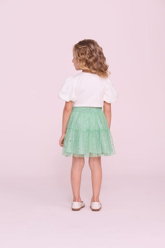 Conjunto Infantil Saia Tule Buá