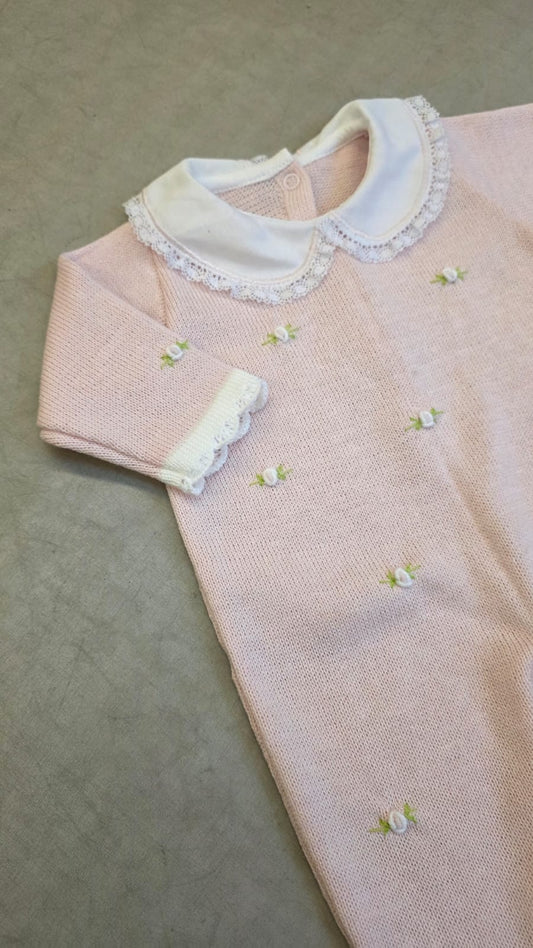 Macacão Bebê Menina Rosa Rococó Flores Buá