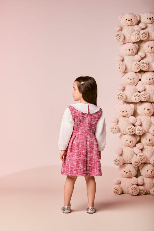 Vestido Infantil Tweed c/ Gola Momi