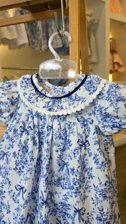 Vestido Bebê Azul Azulejo Buá