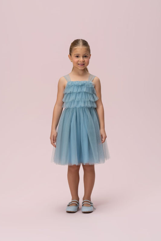Vestido Infantil Azul Petróleo Petit Cherie
