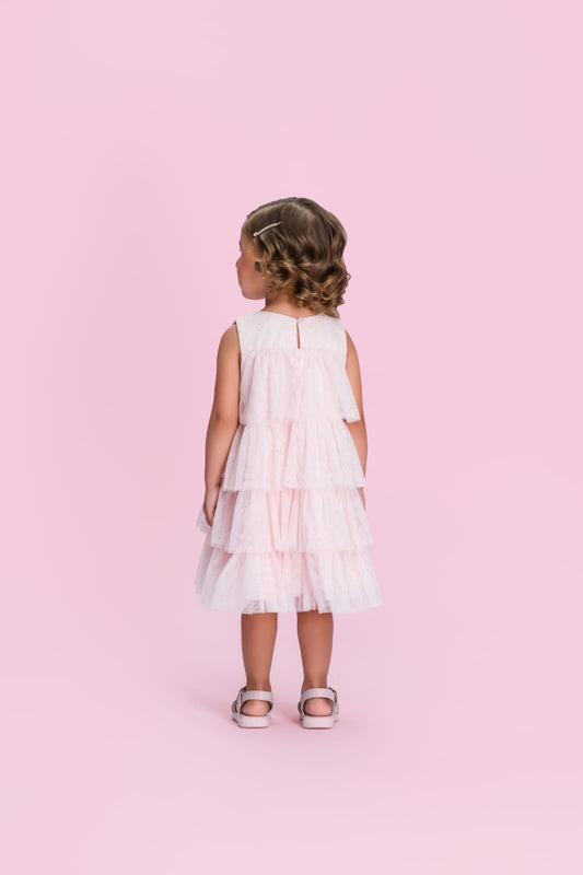 Vestido Infantil Glitter Rosa Petit Cherie