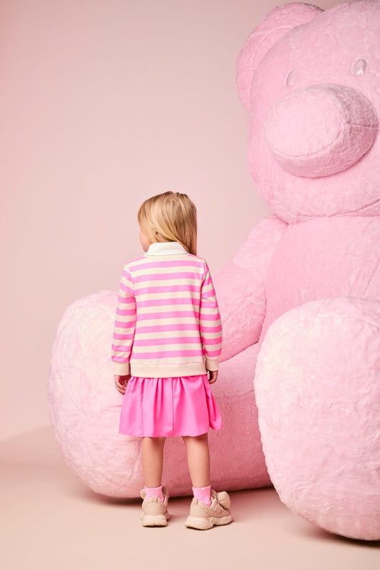 Vestido Infantil Listrado Rosa Momi