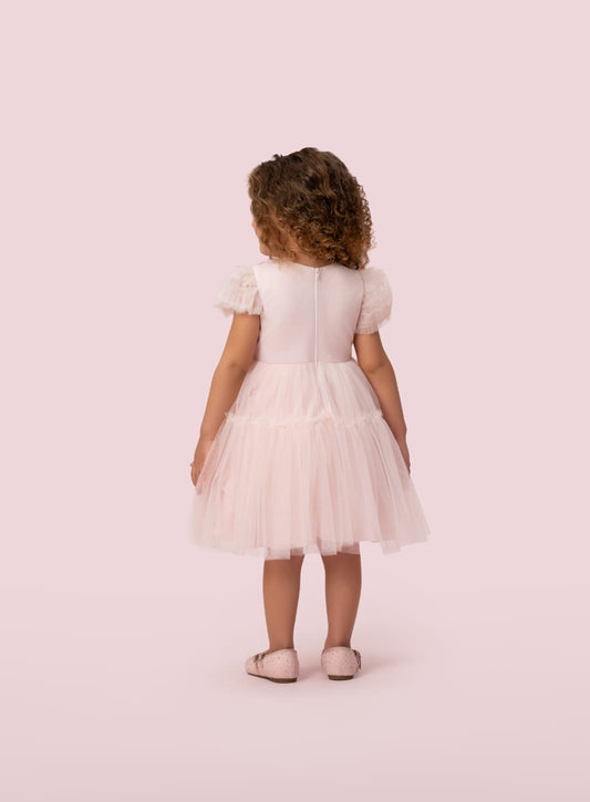 Vestido Infantil Manga Babados Petit Cherie