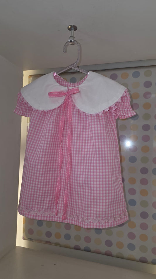 Vestido Bebê Rosa Xadrez Buá