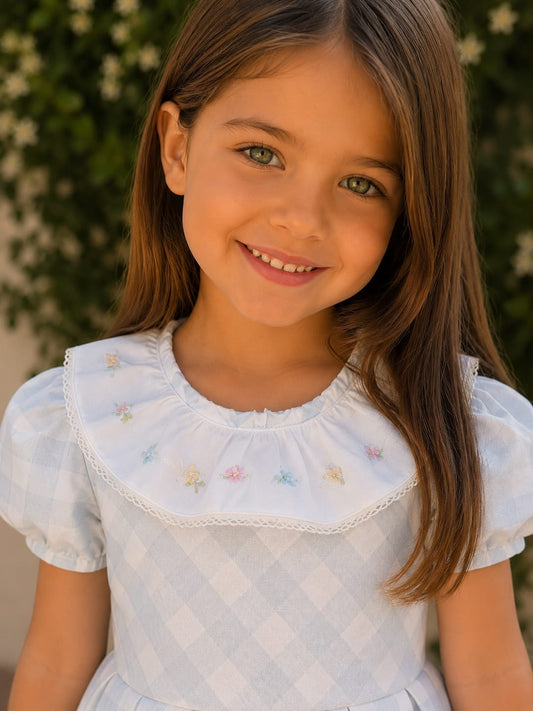 Vestido Infantil Xadrez Azul Buá