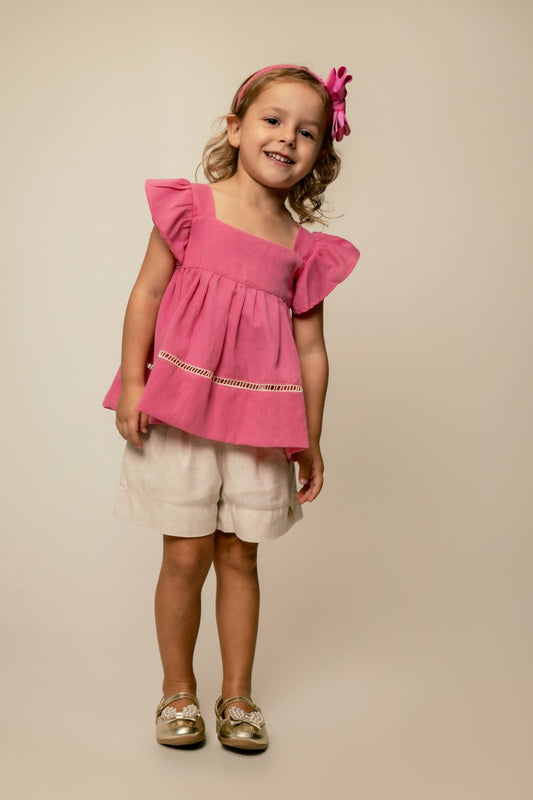 Conjunto Infantil Bata Rosa Buá