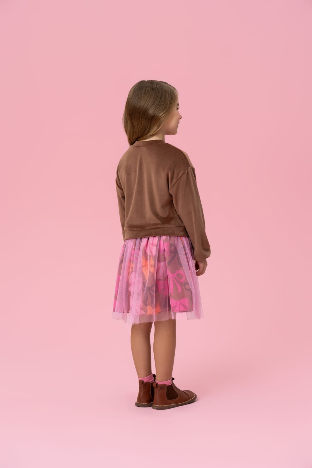 Vestido Infantil Marrom Camurça Mon Sucré