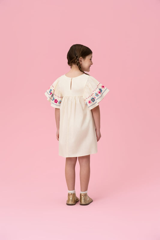 Vestido Infantil Creme Flores Mon Sucré