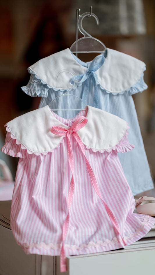 Vestido Bebê Rosa Listrado Buá