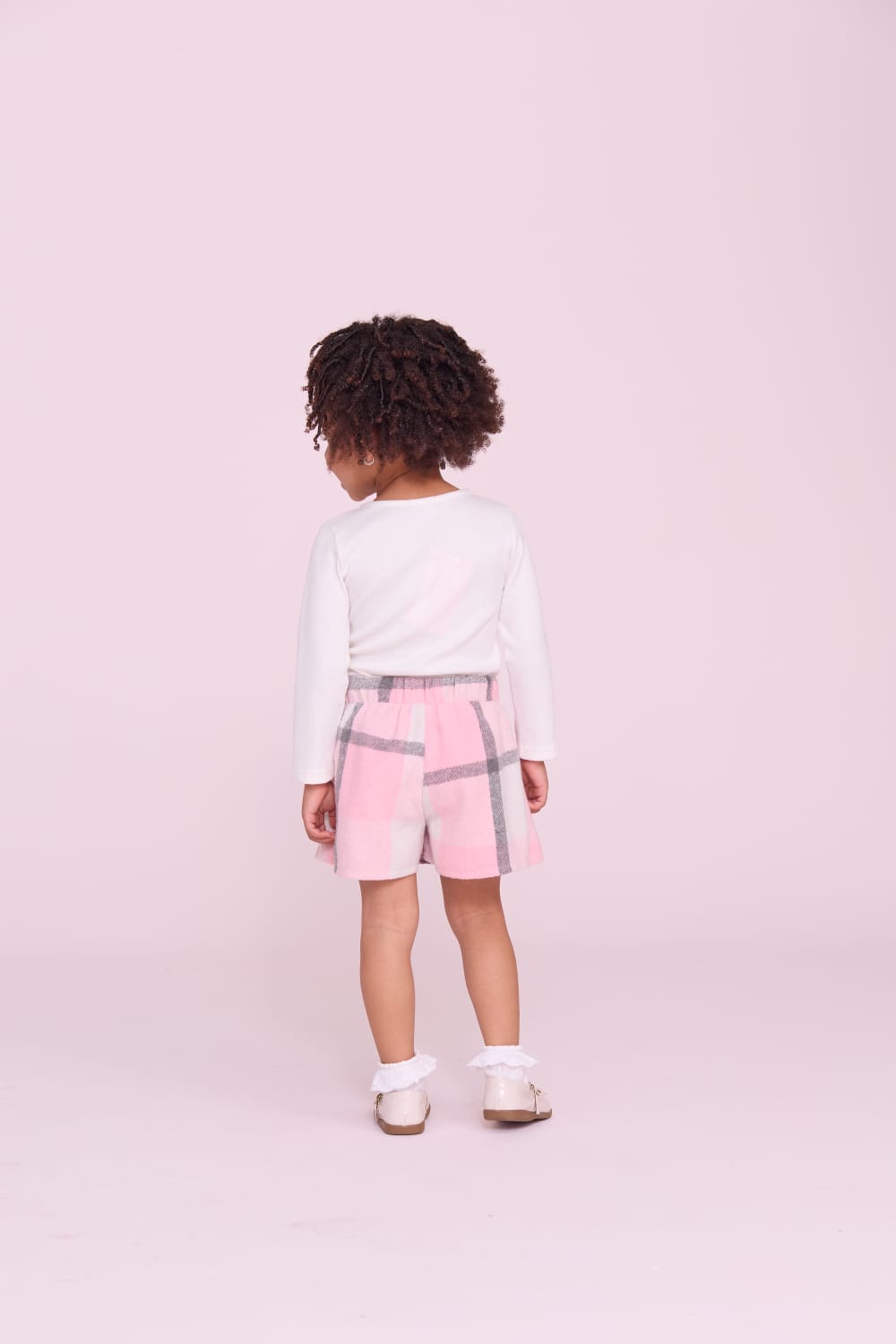 Conjunto Infantil Saia Xadrez Rosa Buá