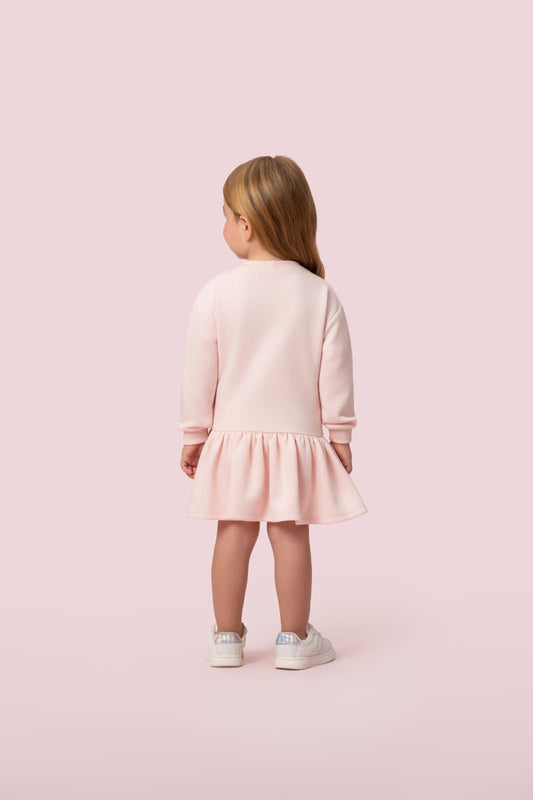 Vestido Infantil Moletom Rosa Petit Cherie