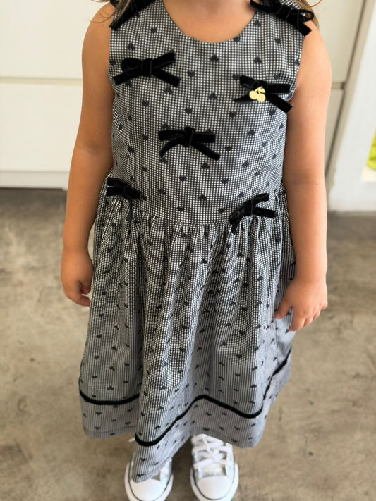 Vestido Infantil Corações Preto Buá