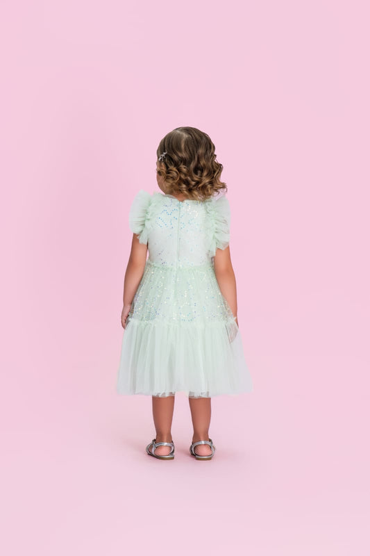 Vestido Infantil Verde Paetê Petit Cherie