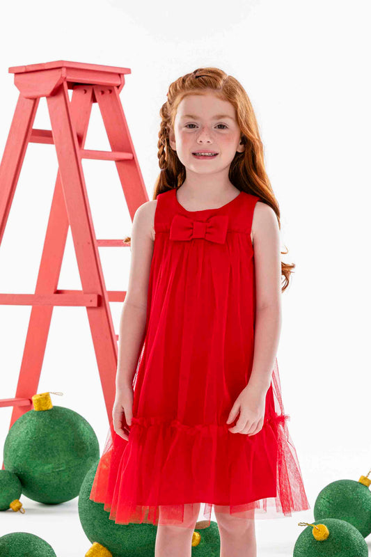 Vestido Infantil Tule Vermelho Mon Sucré