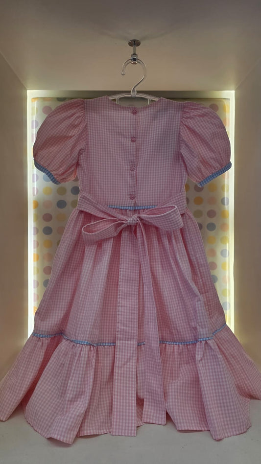 Vestido Infantil Xadrez Rosa Buá