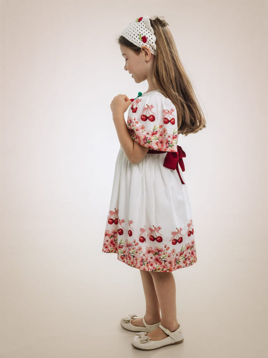 Vestido Infantil Cereja Barrado Buá