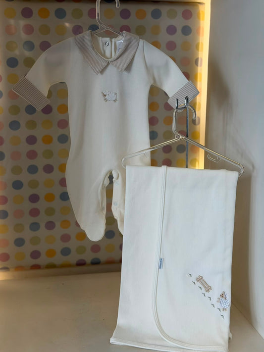 Macacão Bebê Ovelha Branco Buá
