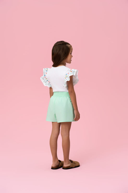 Conjunto Infantil Short Verde Água