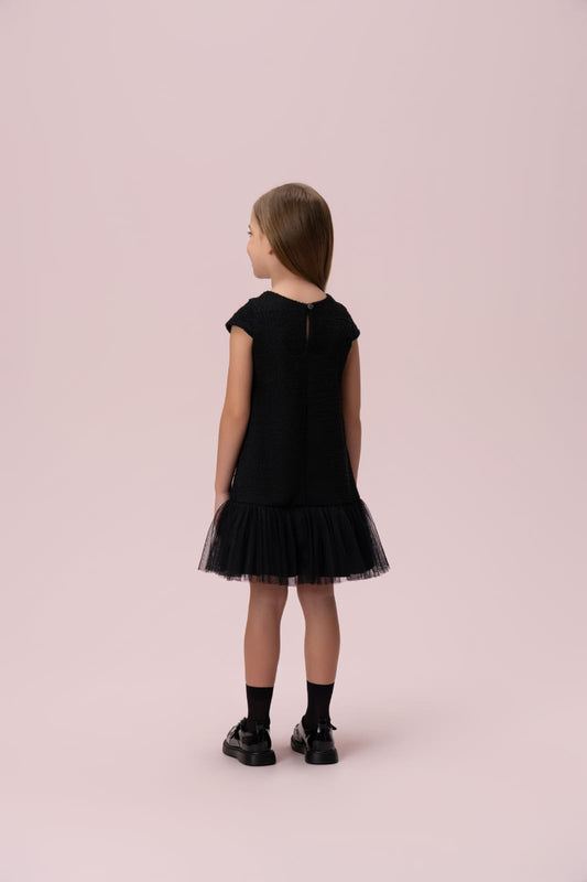 Vestido Infantil Tweed Preto Petit Cherie
