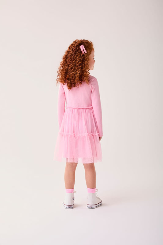 Vestido Infantil Rosa Tule Bimbi