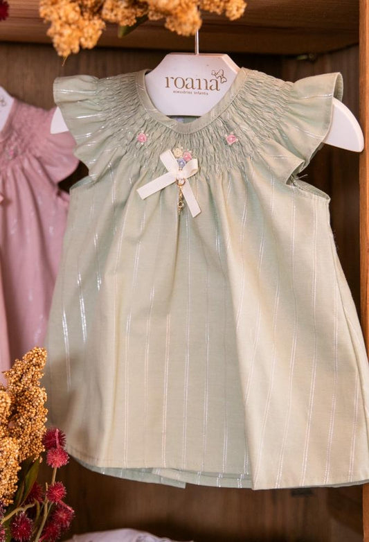 Vestido Bebê Casinha de Abelha Verde Buá
