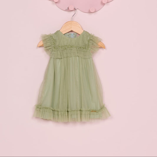Vestido Bebê Tule Verde Buá