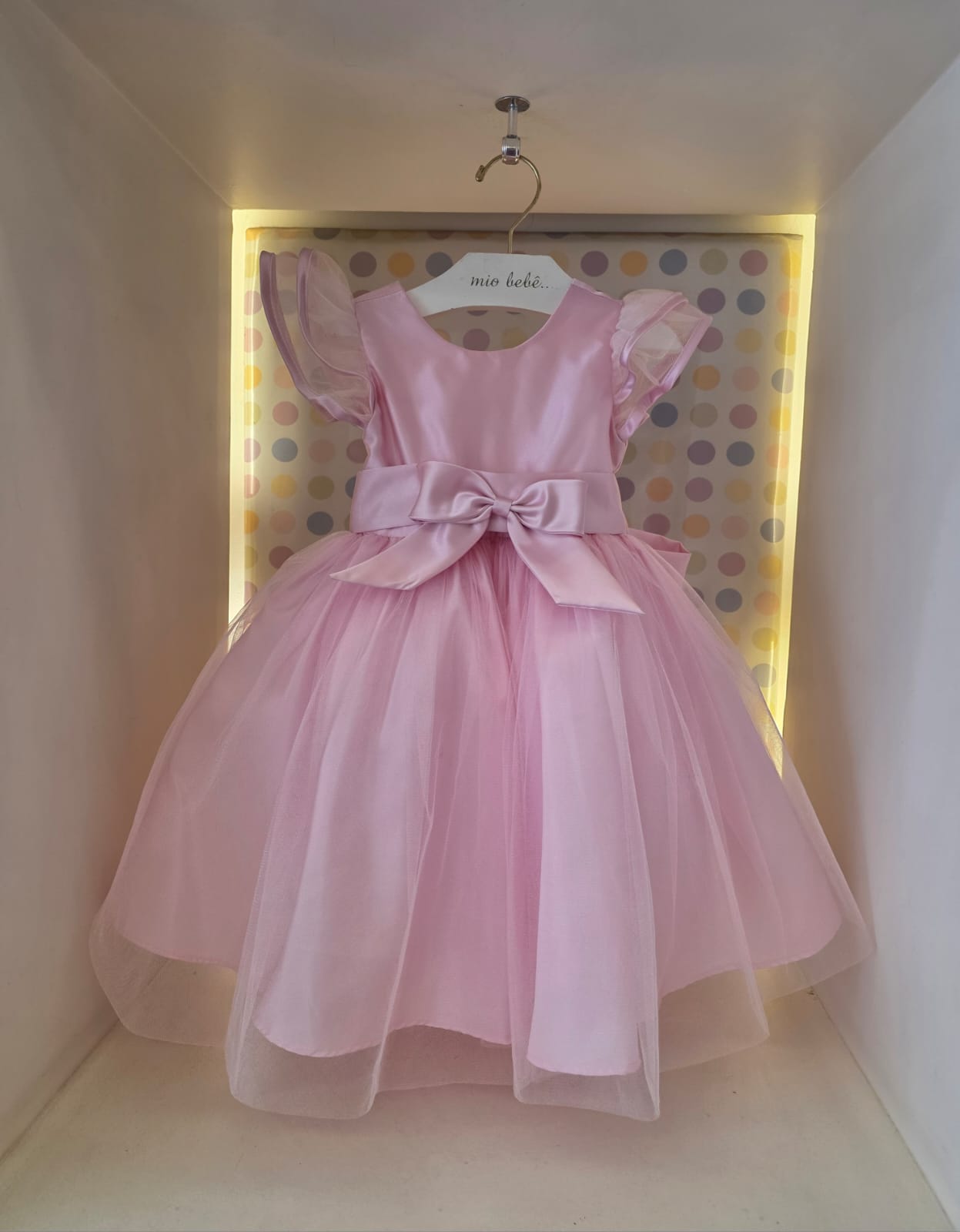 Vestido Infantil Festa Rosa Laço Buá