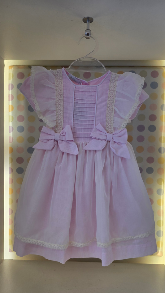Vestido Infantil Linho Voal Rosa Buá
