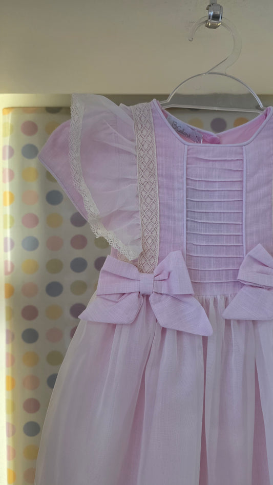 Vestido Infantil Linho Voal Rosa Buá