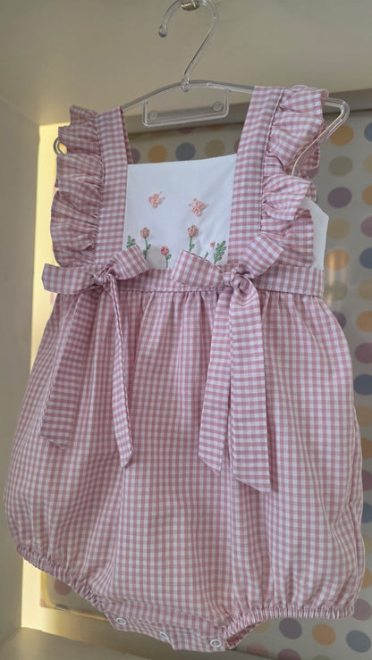 Homper Bebê Menina Rosa Xadrez Buá