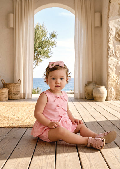 Conjunto Bebê Bata+Calcinha Rosa Buá