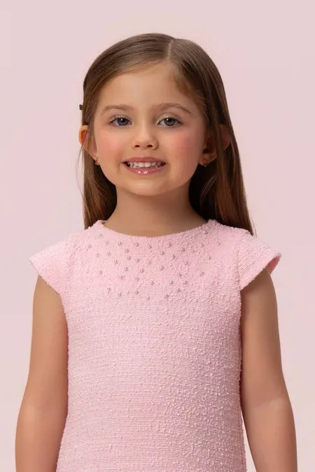Vestido Infantil Tweed Rosa Petit Cherie