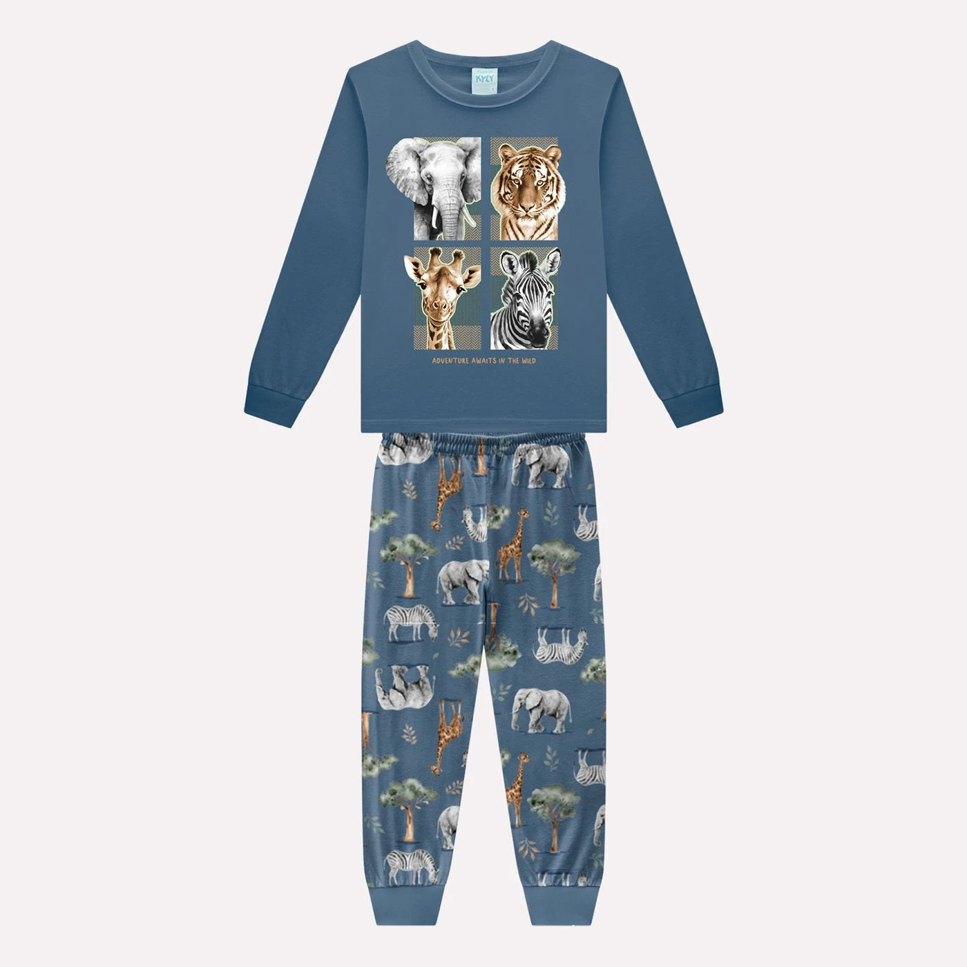 Pijama Infantil Azul Animais Buá