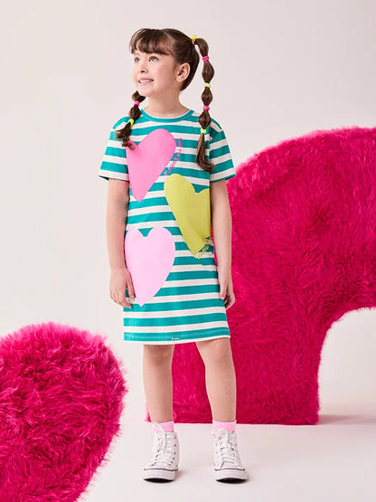 Vestido Infantil Listras Verde Buá