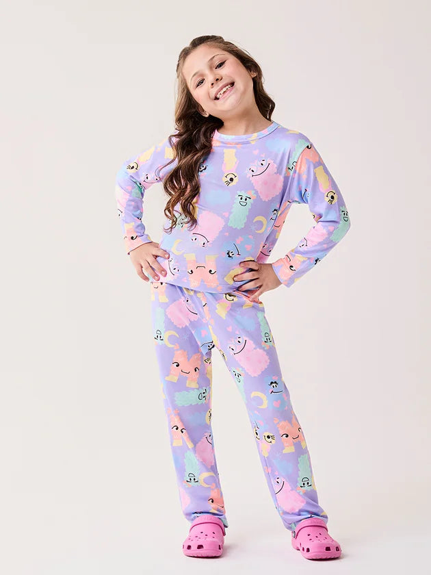 Pijama Infantil Lilás Monstrinhas Bimbi