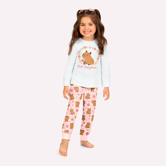 Pijama Infantil Rosa Capivara Buá